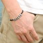 Black Onyx Round 6mm Smooth beads adjustable stacking bracelet | STK-1125