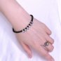 Black Onyx Round 6mm Smooth beads adjustable stacking bracelet | STK-1125