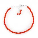 Carnelian Round 3mm Faceted beads adjustable stacking bracelet | STK-1826