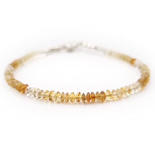 Citrine Button 3-4mm Smooth beads adjustable stacking bracelet | STK-2192