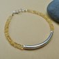 Citrine Round 3-4mm Faceted beads adjustable stacking bracelet | STK-2211