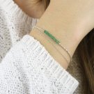 Emerald Rondelle 3mm Smooth beads adjustable stacking bracelet | STK-2512