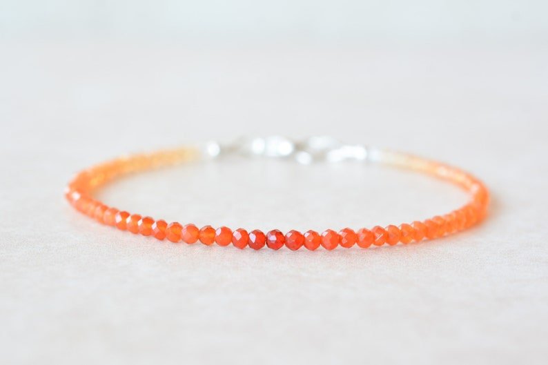 Fire Opal Round 2mm Faceted beads adjustable stacking bracelet | STK-2822