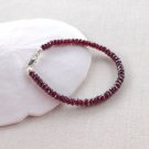Garnet Rondelle 4mm Faceted beads adjustable stacking bracelet | STK-2985