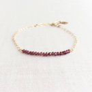 Garnet Rondelle 3mm Faceted beads adjustable stacking bracelet | STK-3078