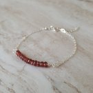 Garnet Rondelle 4mm Faceted beads adjustable stacking bracelet | STK-3081