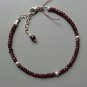 Garnet Rondelle 3mm Faceted beads adjustable stacking bracelet | STK-3111