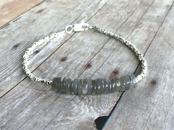Labradorite Tyre 8mm Smooth beads adjustable stacking bracelet | STK-3861