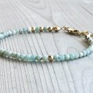 Larimar Round 3.5mm Faceted beads adjustable stacking bracelet | STK-4390