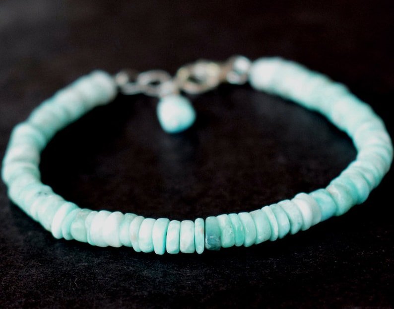 Larimar Tyre 4-4.5mm Smooth beads adjustable stacking bracelet | STK-4402