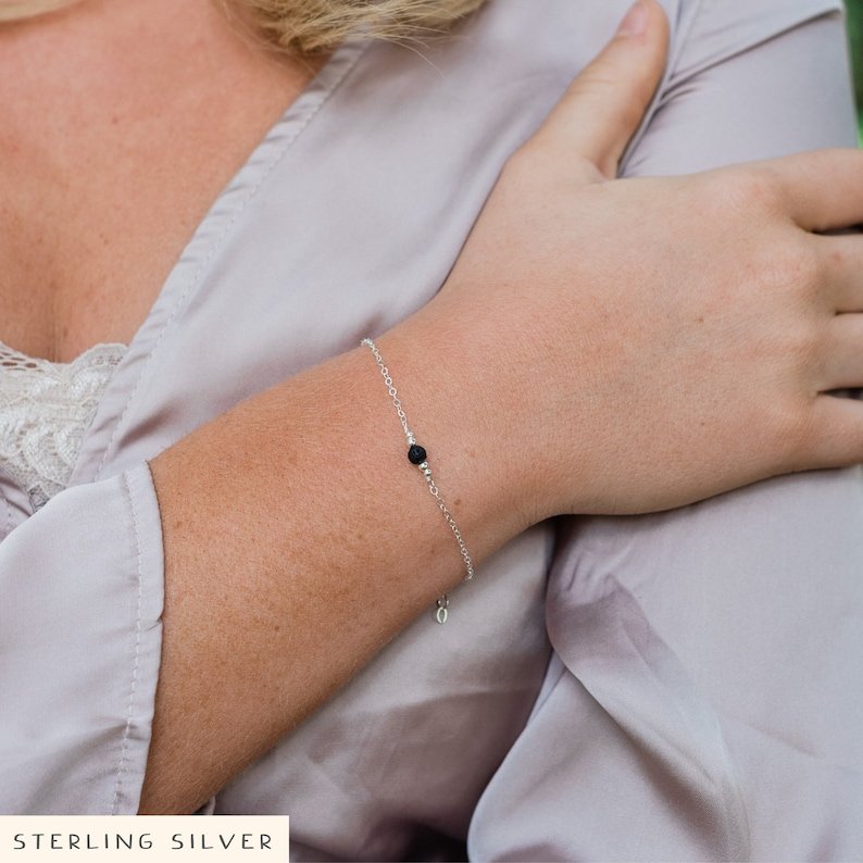 Lava Stone Round 4mm Smooth beads adjustable stacking bracelet | STK-4416