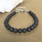 Lava Stone Round 8mm Smooth beads adjustable stacking bracelet | STK-4427