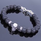 Lava Stone Round 8mm Smooth beads adjustable stacking bracelet | STK-4428