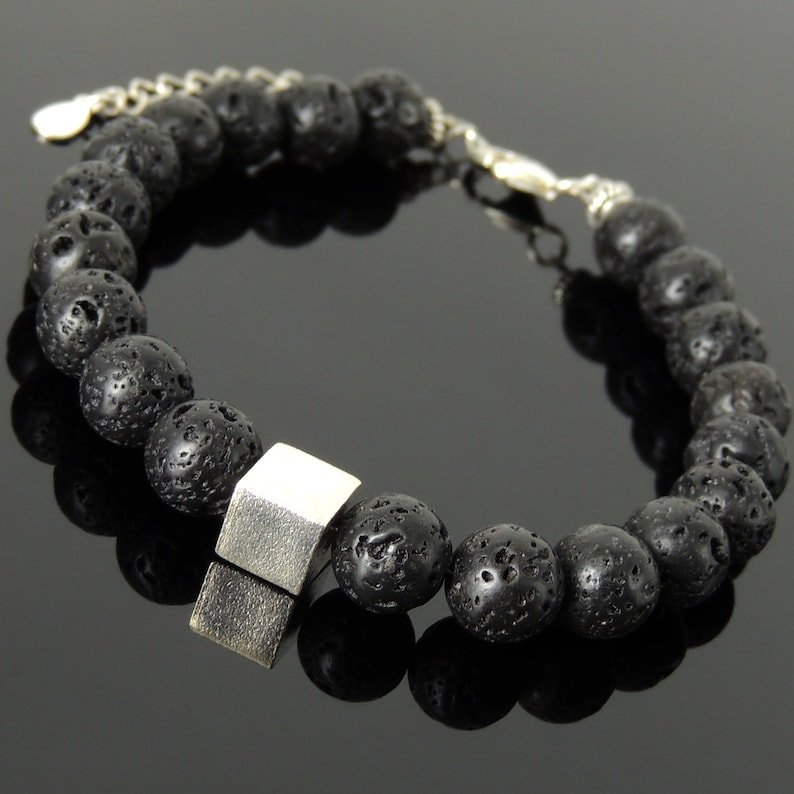 Lava Stone Round 8mm Smooth beads adjustable stacking bracelet | STK-4429