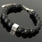 Lava Stone Round 8mm Smooth beads adjustable stacking bracelet | STK-4429