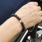 Lava Stone Round 8mm Smooth beads adjustable stacking bracelet | STK-4429