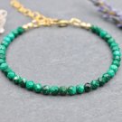 Malachite Round 4mm Faceted beads adjustable stacking bracelet | STK-4524