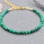 Malachite Round 4mm Faceted beads adjustable stacking bracelet | STK-4524