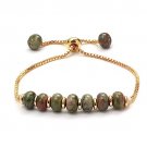 Unakite Rondelle 6mm Smooth beads adjustable stacking bracelet | STK-5590
