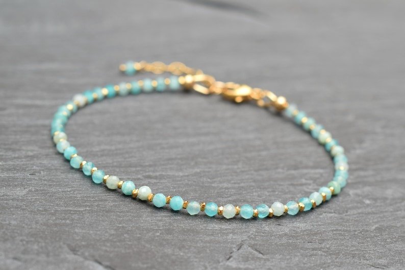 Amazonite Round 2.5mm Smooth beads adjustable stacking bracelet | STK-0063