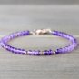 Amethyst Round 3.5mm Faceted beads adjustable stacking bracelet | STK-0149