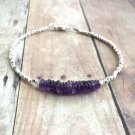 Amethyst Nugget 3-5mm Smooth beads adjustable stacking bracelet | STK-0309