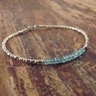 Apatite Rondelle 3mm Faceted beads adjustable stacking bracelet | STK-0565