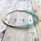 Apatite Rondelle 4mm Faceted beads adjustable stacking bracelet | STK-0569