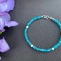 Apatite Rondelle 3mm Faceted beads adjustable stacking bracelet | STK-0630