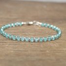Apatite Rondelle 3mm Faceted beads adjustable stacking bracelet | STK-0632