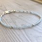 Aquamarine Round 2mm Faceted beads adjustable stacking bracelet | STK-0718