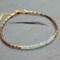 Aquamarine Round 3mm Faceted beads adjustable stacking bracelet | STK-0724