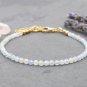 Aquamarine Round 3mm Faceted beads adjustable stacking bracelet | STK-0790