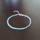Aquamarine Round 2mm Faceted beads adjustable stacking bracelet | STK-0791