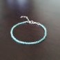 Aquamarine Round 2mm Faceted beads adjustable stacking bracelet | STK-0791