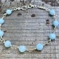 Aquamarine Round 4mm Faceted beads adjustable stacking bracelet | STK-0799