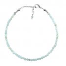 Aquamarine Round 3mm Faceted beads adjustable stacking bracelet | STK-0823