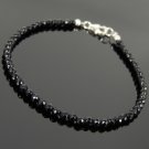 Black Onyx Round 6mm Faceted beads adjustable stacking bracelet | STK-1104