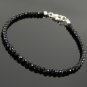 Black Onyx Round 6mm Faceted beads adjustable stacking bracelet | STK-1104