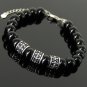 Black Onyx Round 10mm Smooth beads adjustable stacking bracelet | STK-1124