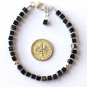 Black Spinel Cube 5mm Smooth beads adjustable stacking bracelet | STK-1307