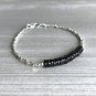 Black Spinel Disk 6mm Smooth beads adjustable stacking bracelet | STK-1311