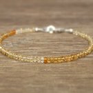 Citrine Rondelle 3mm Faceted beads adjustable stacking bracelet | STK-2172