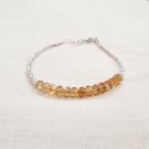 Citrine Rondelle 4mm Faceted beads adjustable stacking bracelet | STK-2208