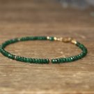 Emerald Rondelle 3mm Faceted beads adjustable stacking bracelet | STK-2423