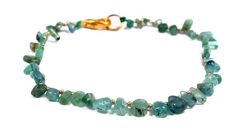 Emerald Tumble  5-8mm Smooth beads adjustable stacking bracelet | STK-2433