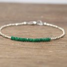 Emerald Rondelle 3mm Faceted beads adjustable stacking bracelet | STK-2458