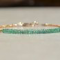 Emerald Rondelle 3mm Faceted beads adjustable stacking bracelet | STK-2465