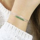 Emerald Rondelle 2mm Faceted beads adjustable stacking bracelet | STK-2511