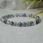 Grey Quartz Round 6mm Smooth beads adjustable stacking bracelet | STK-3465